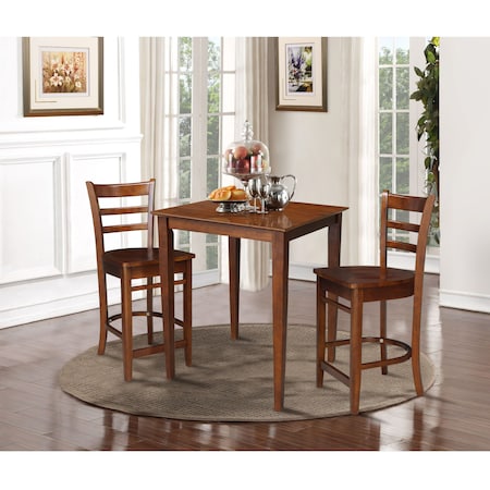 International Concepts 30 in. x 30 in. Counter Height Table with 2 Emily Counter Height Stools - 3 Piece Set K581-3030-S6172-2